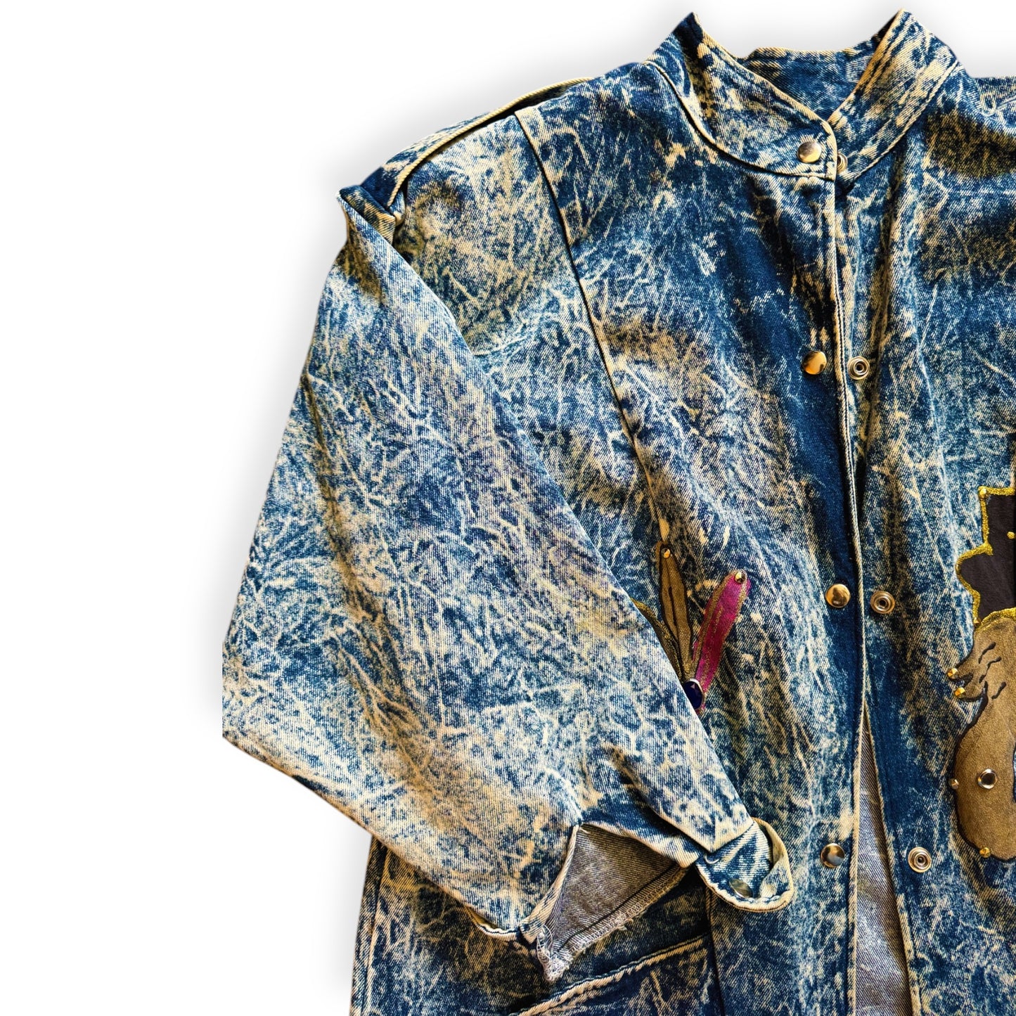 Acid wash trench coat from Everythang Dope, longline vintage 80s style outerwear