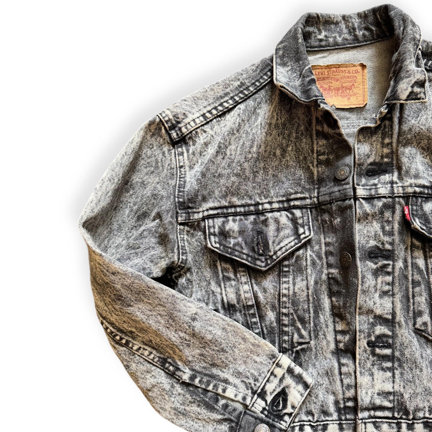 Vintage denim acid wash jacket by Everythang Dope, classic 90s streetwear outerwear.