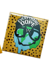 Everythang Dope cheetah globe logo magnet, vintage-inspired brand merch.