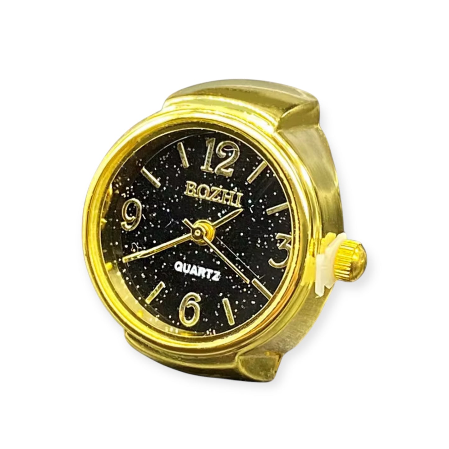 Assorted ring watches in blue, yellow, pink, rosegold, and green with colorful faces, Everythang Dope vintage accessories.