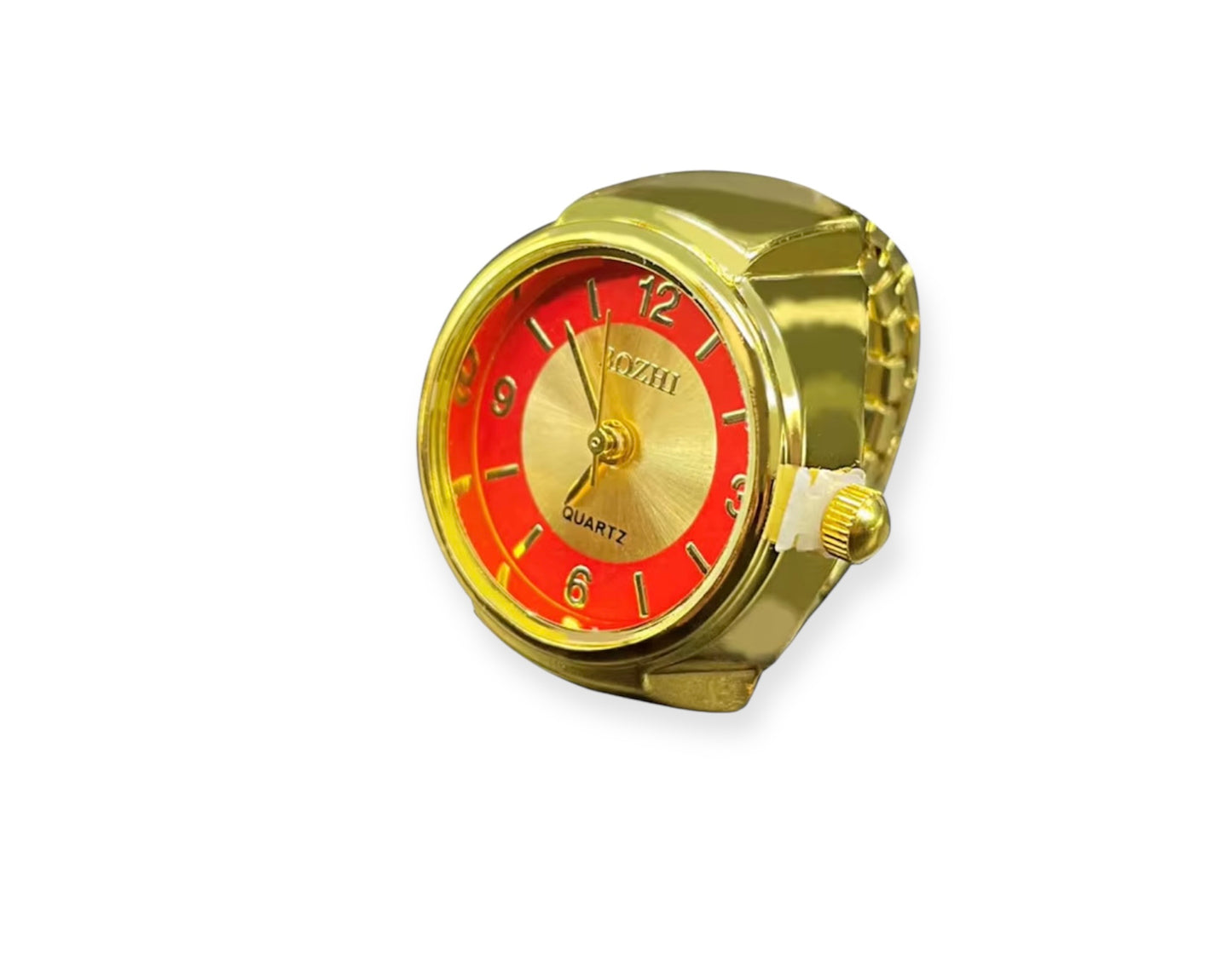 assorted ring watches in blue, yellow, pink, rosegold, and green with colorful faces, Everythang Dope vintage accessories.