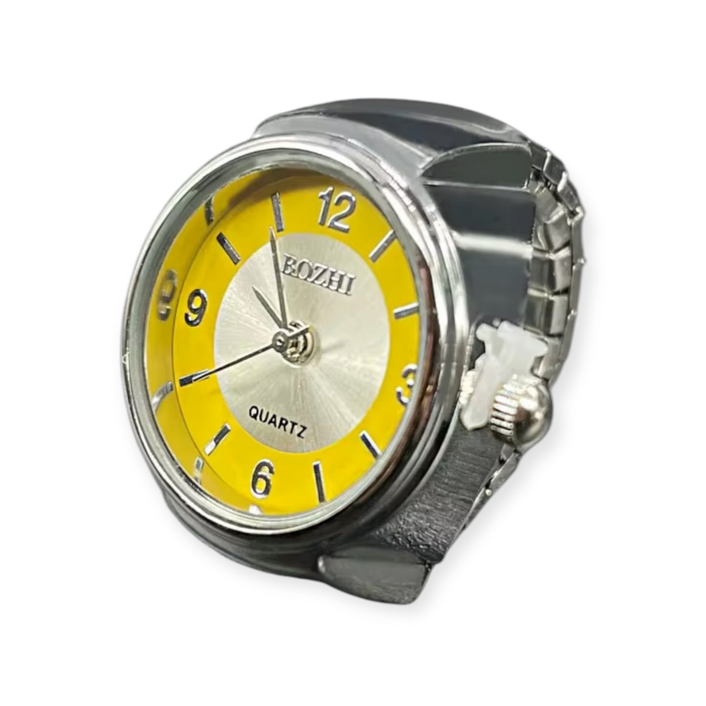 assorted ring watches in blue, yellow, pink, rosegold, and green with colorful faces, Everythang Dope vintage accessories.