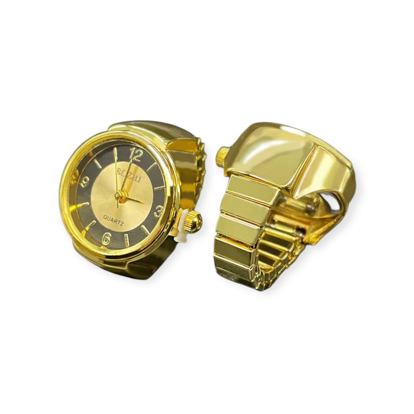 assorted ring watches in blue, yellow, pink, rosegold, and green with colorful faces, Everythang Dope vintage accessories.