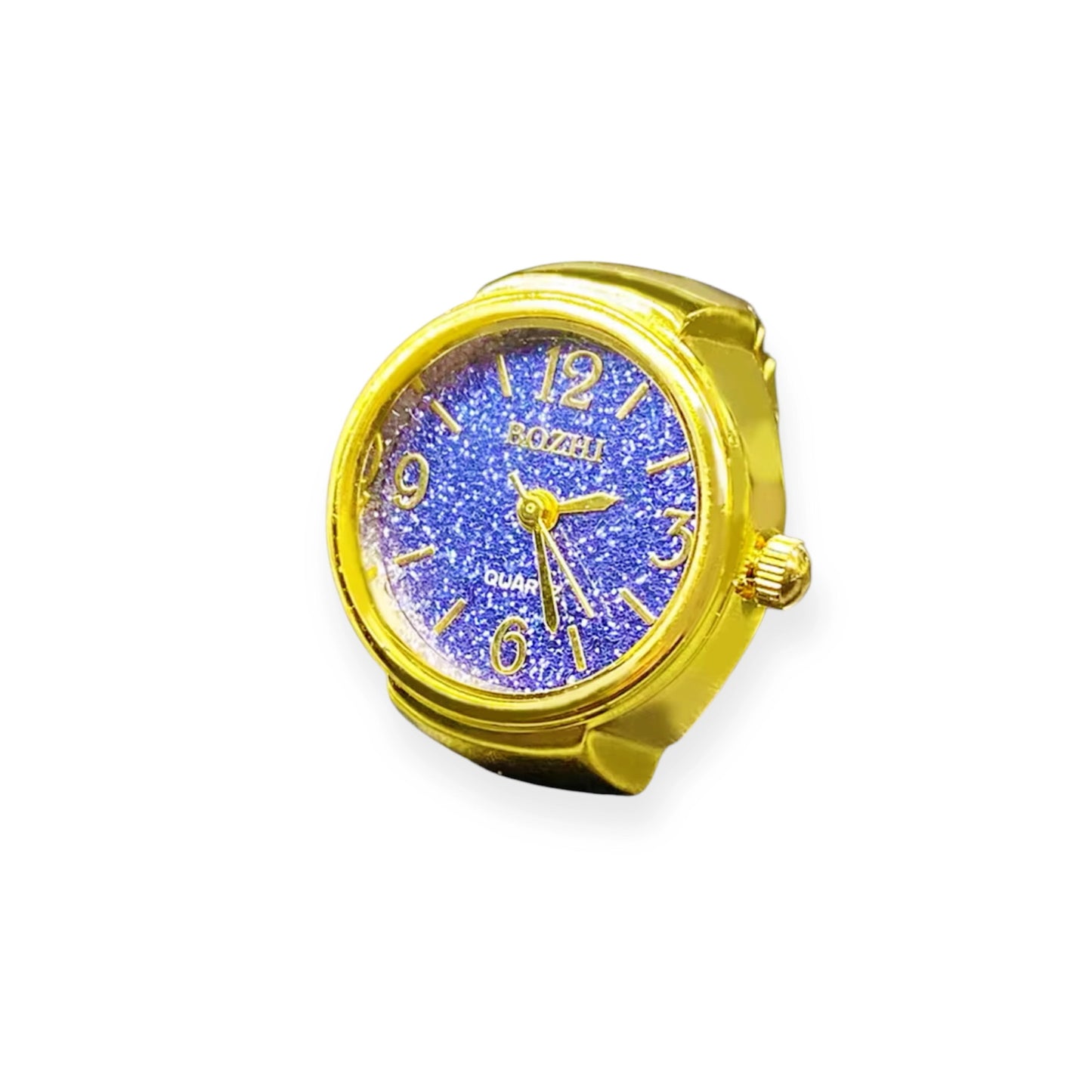 assorted ring watches in blue, yellow, pink, rosegold, and green with colorful faces, Everythang Dope vintage accessories.