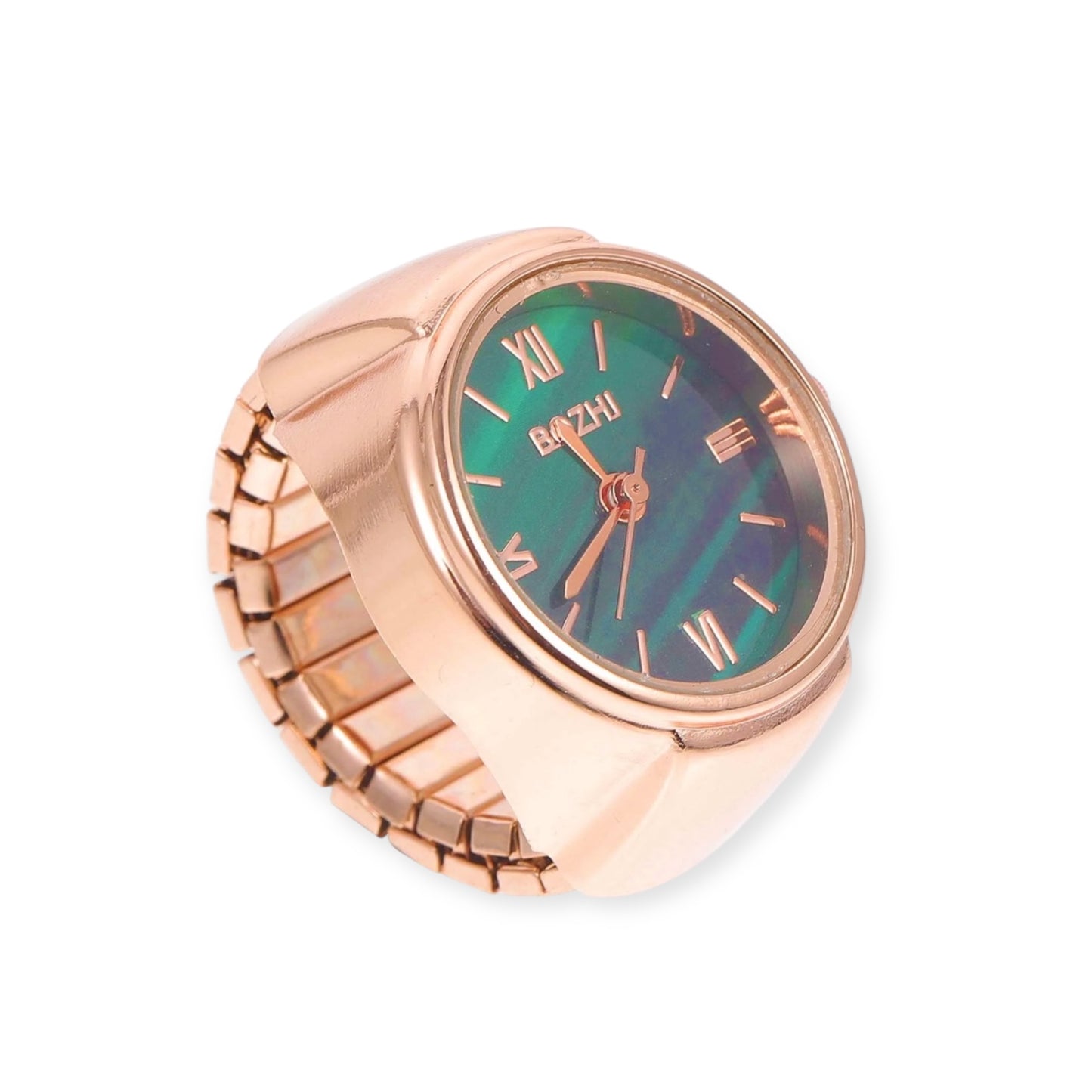 Assorted ring watches in blue, yellow, pink, rosegold, and green with colorful faces, Everythang Dope vintage accessories.