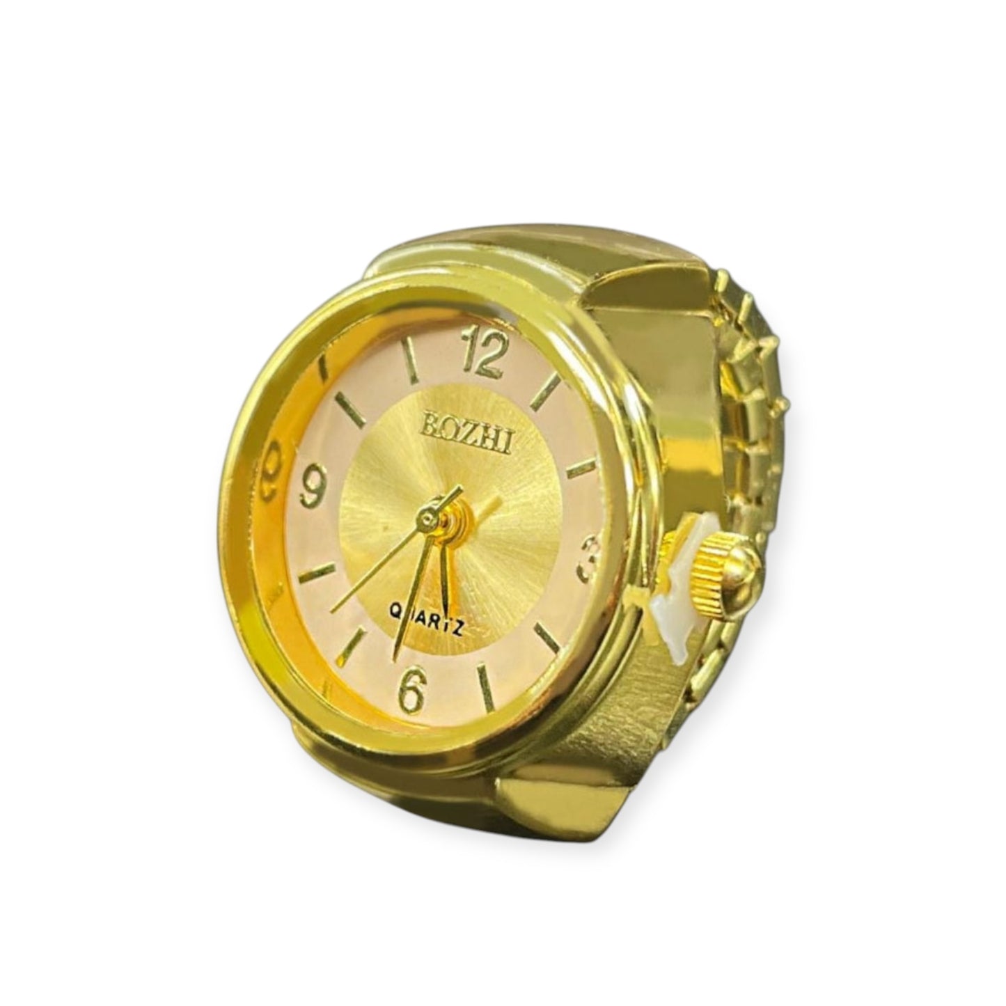 Assorted ring watches in blue, yellow, pink, rosegold, and green with colorful faces, Everythang Dope vintage accessories.
