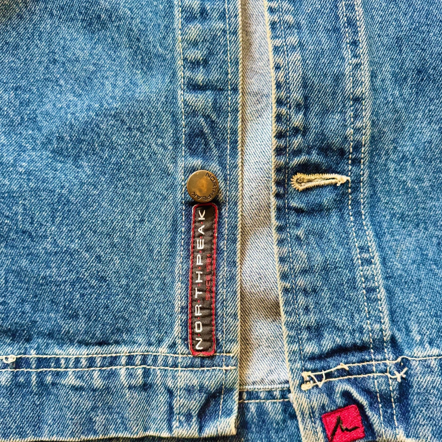 denim jacket customized by Everythang Dope, vintage workwear style.