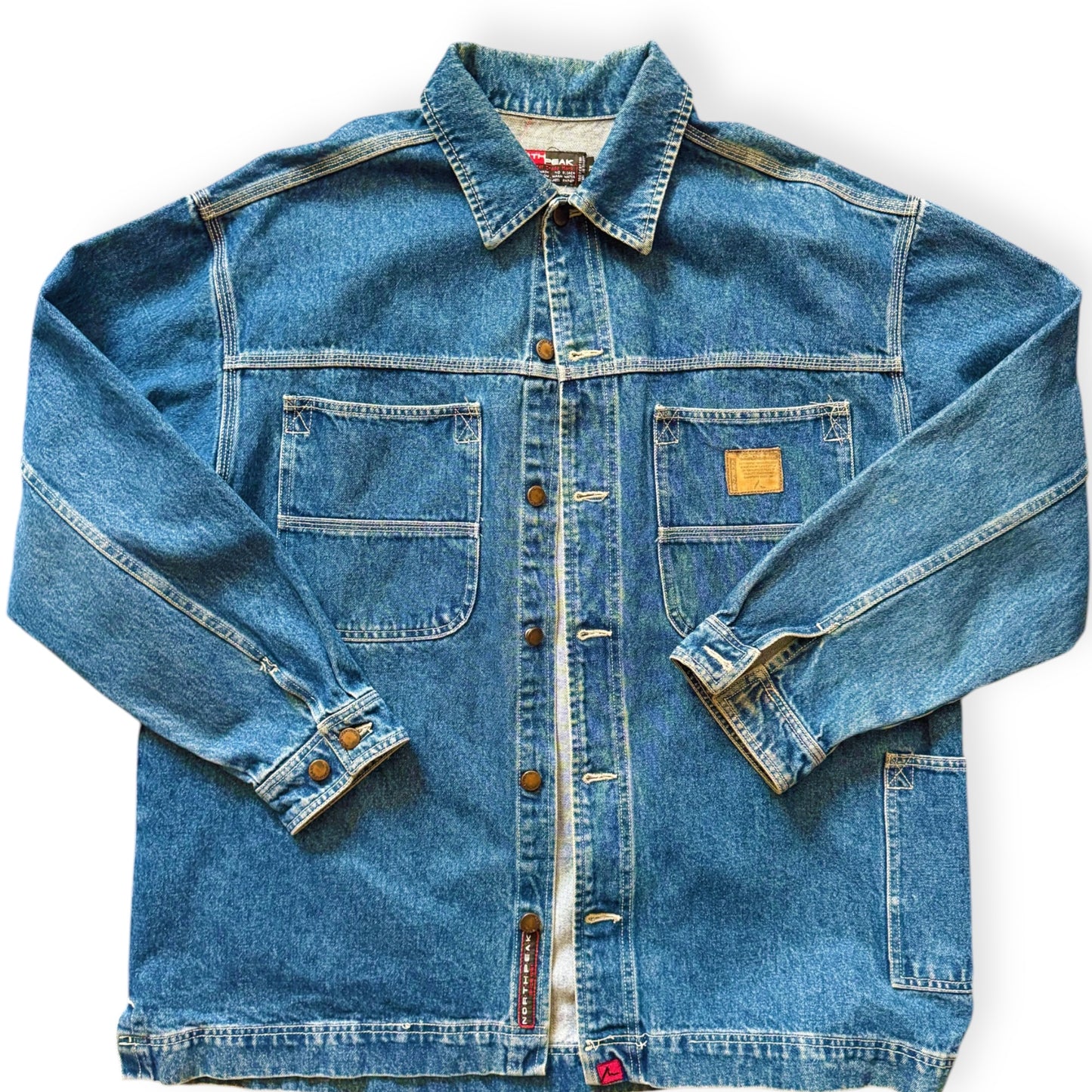 denim jacket by Everythang Dope, vintage workwear style.