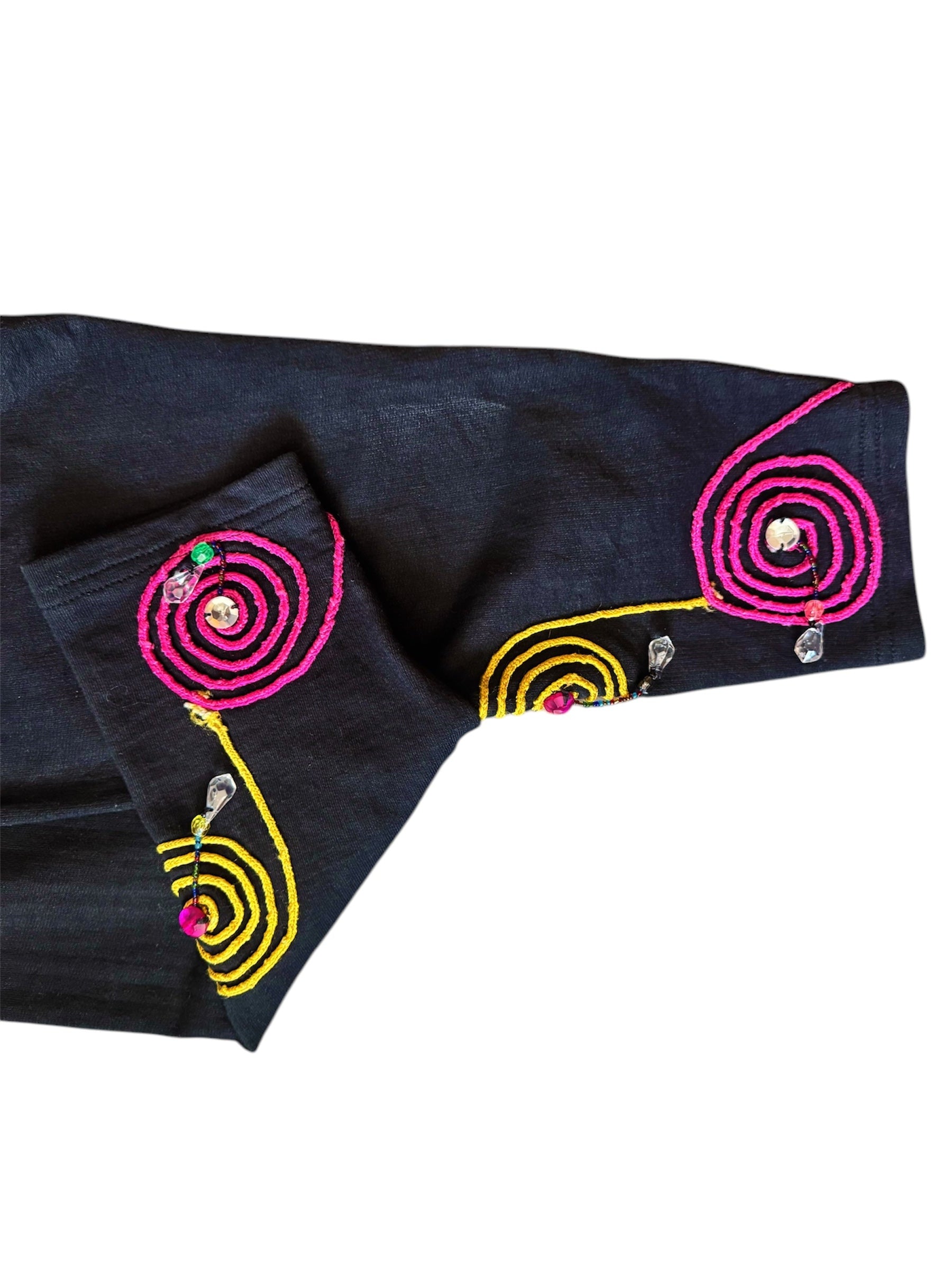  Cinemode multicolor cardigan with beaded detail, vintage luxury top by Everythang Dope.