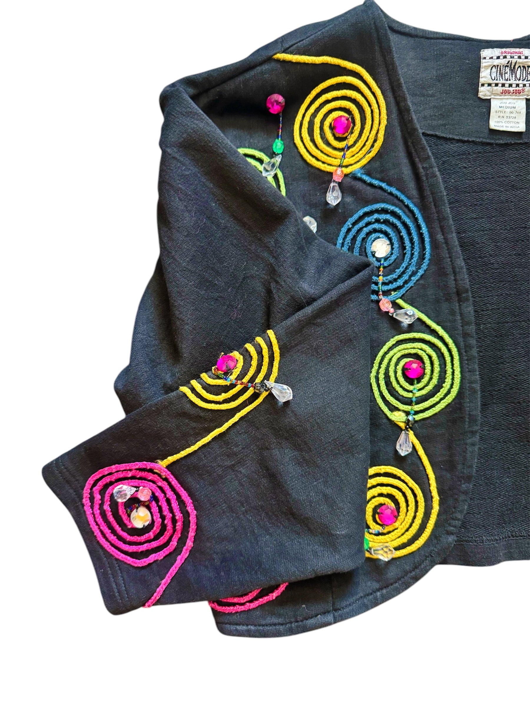 Cinemode multicolor cardigan with beaded detail, vintage luxury top by Everythang Dope.