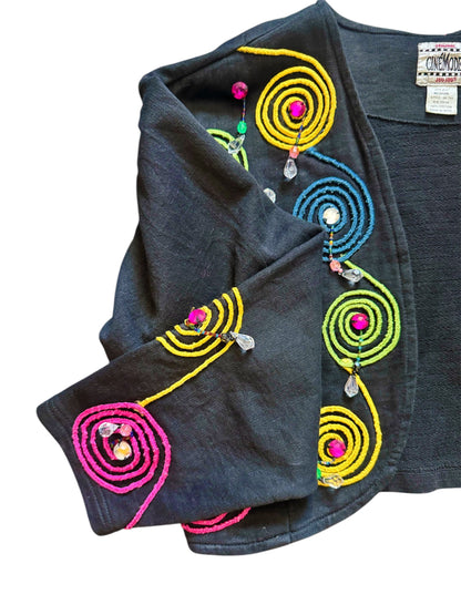 Cinemode multicolor cardigan with beaded detail, vintage luxury top by Everythang Dope.