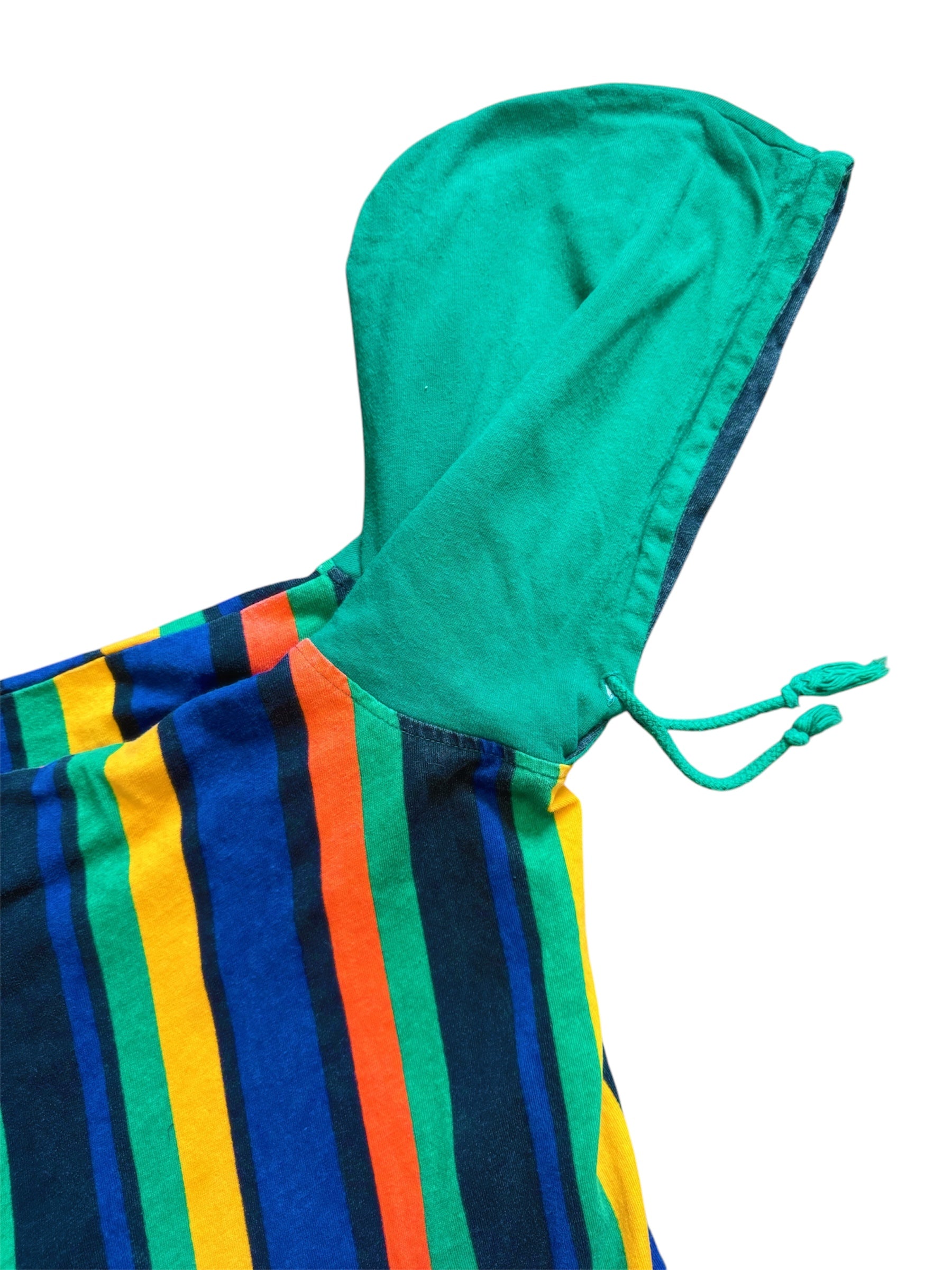 Teal and multicolor short sleeve hoodie from Everythang Dope, 90s streetwear vibes.