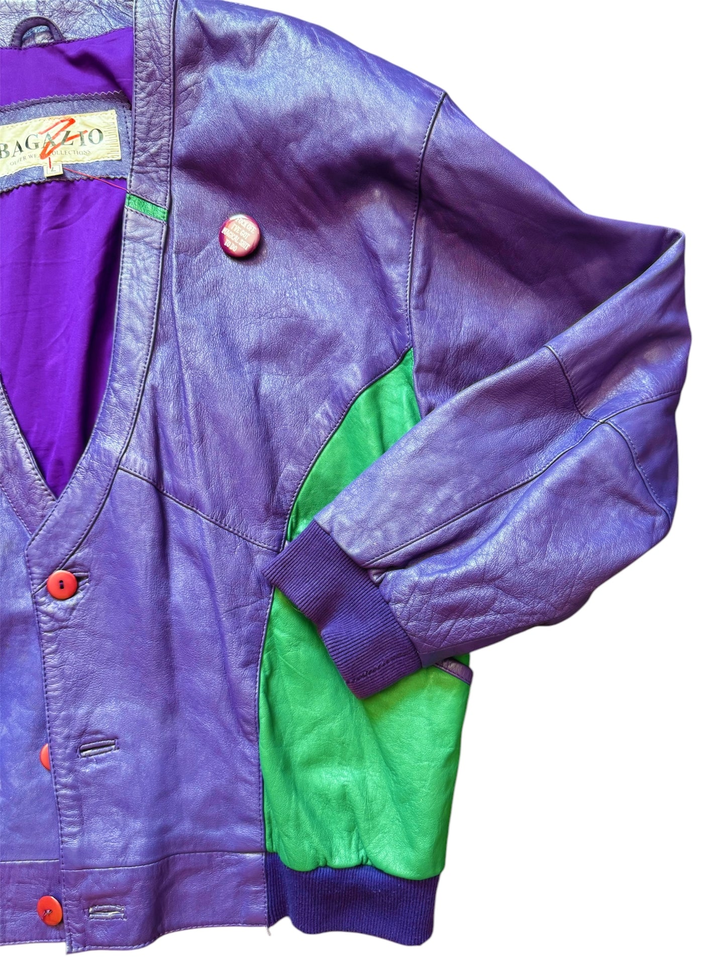 Purple and green retro sweater by Everythang Dope, vintage streetwear.