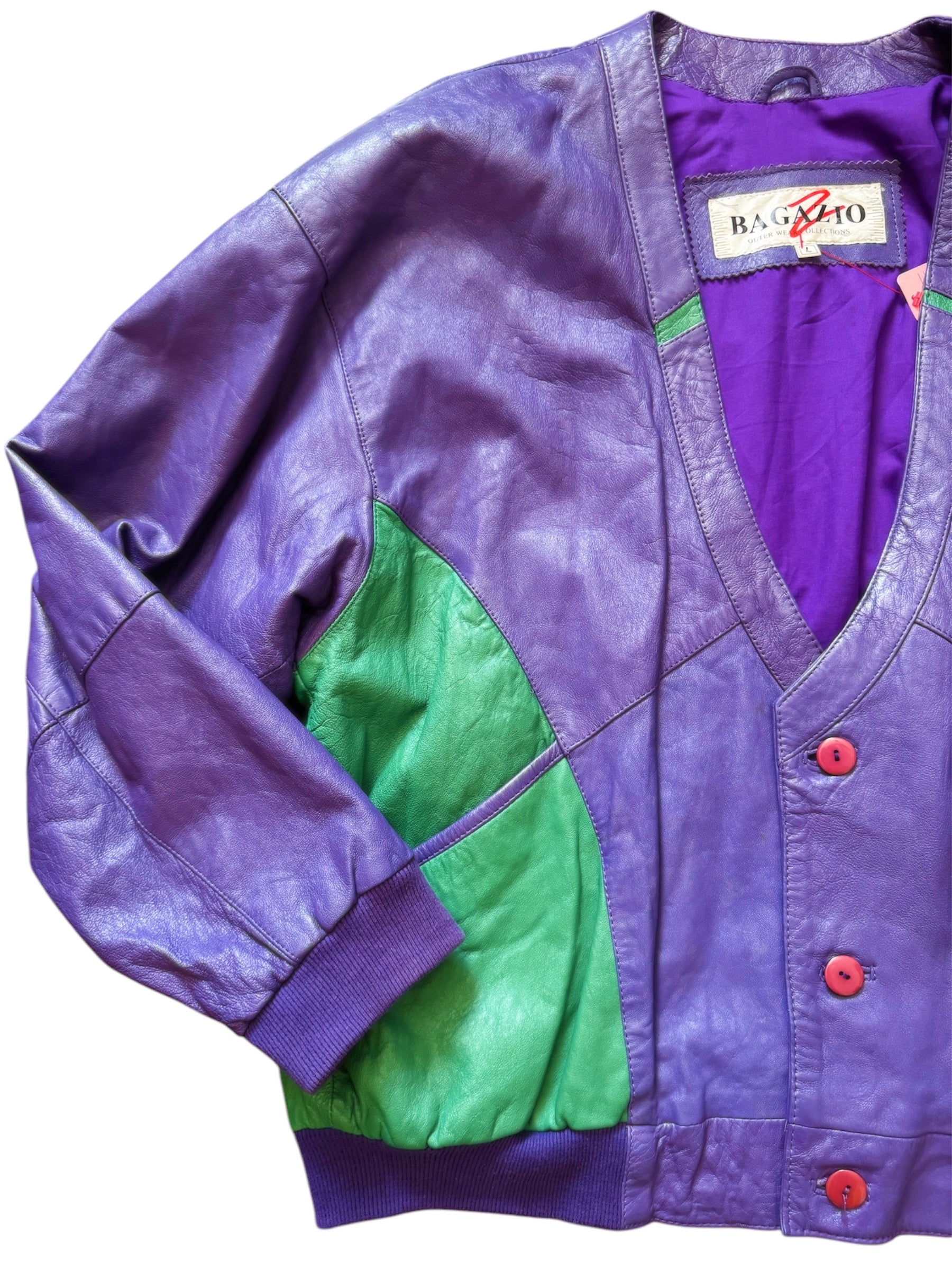Purple and green retro sweater by Everythang Dope, vintage streetwear.