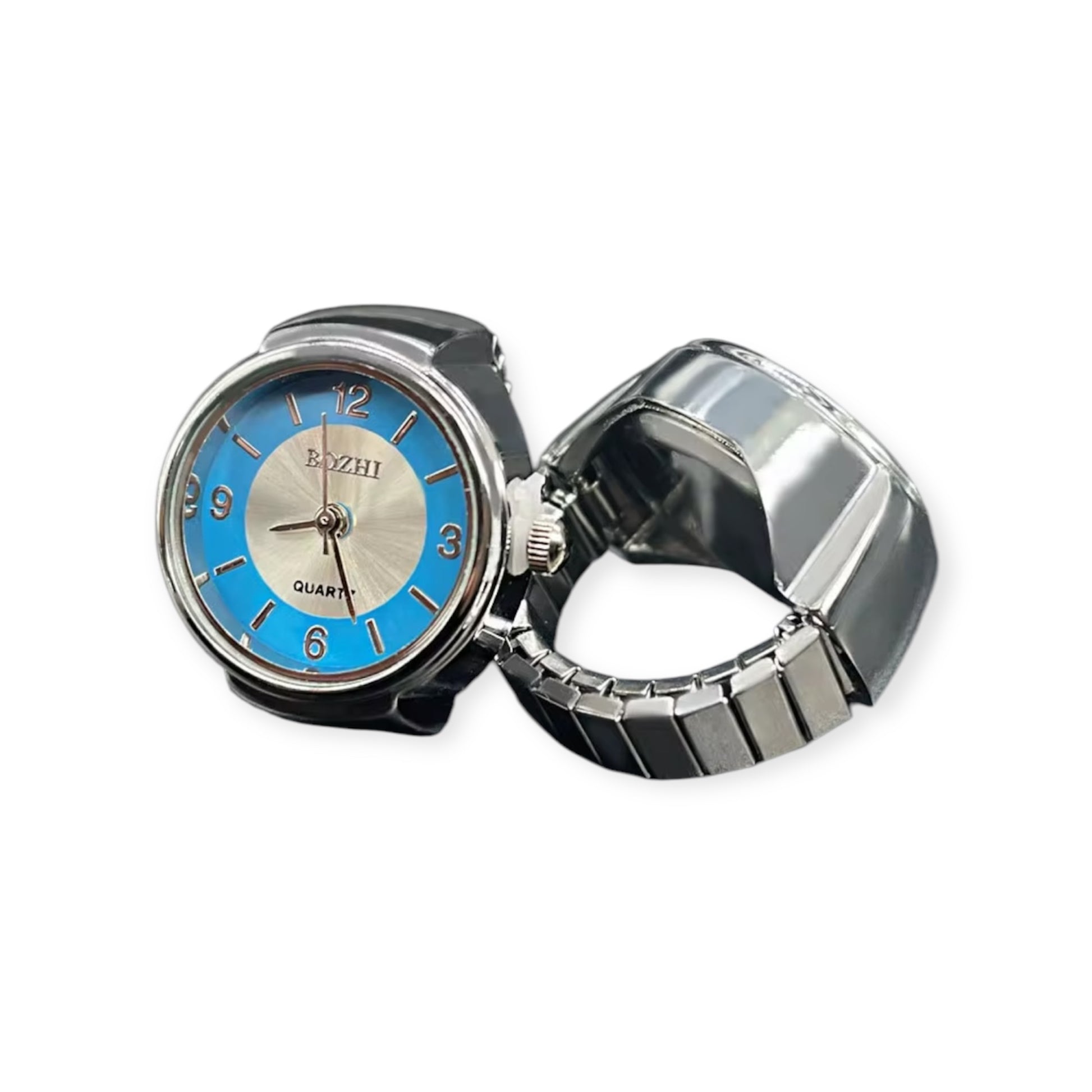 assorted ring watches in blue, yellow, pink, rosegold, and green with colorful faces, Everythang Dope vintage accessories.