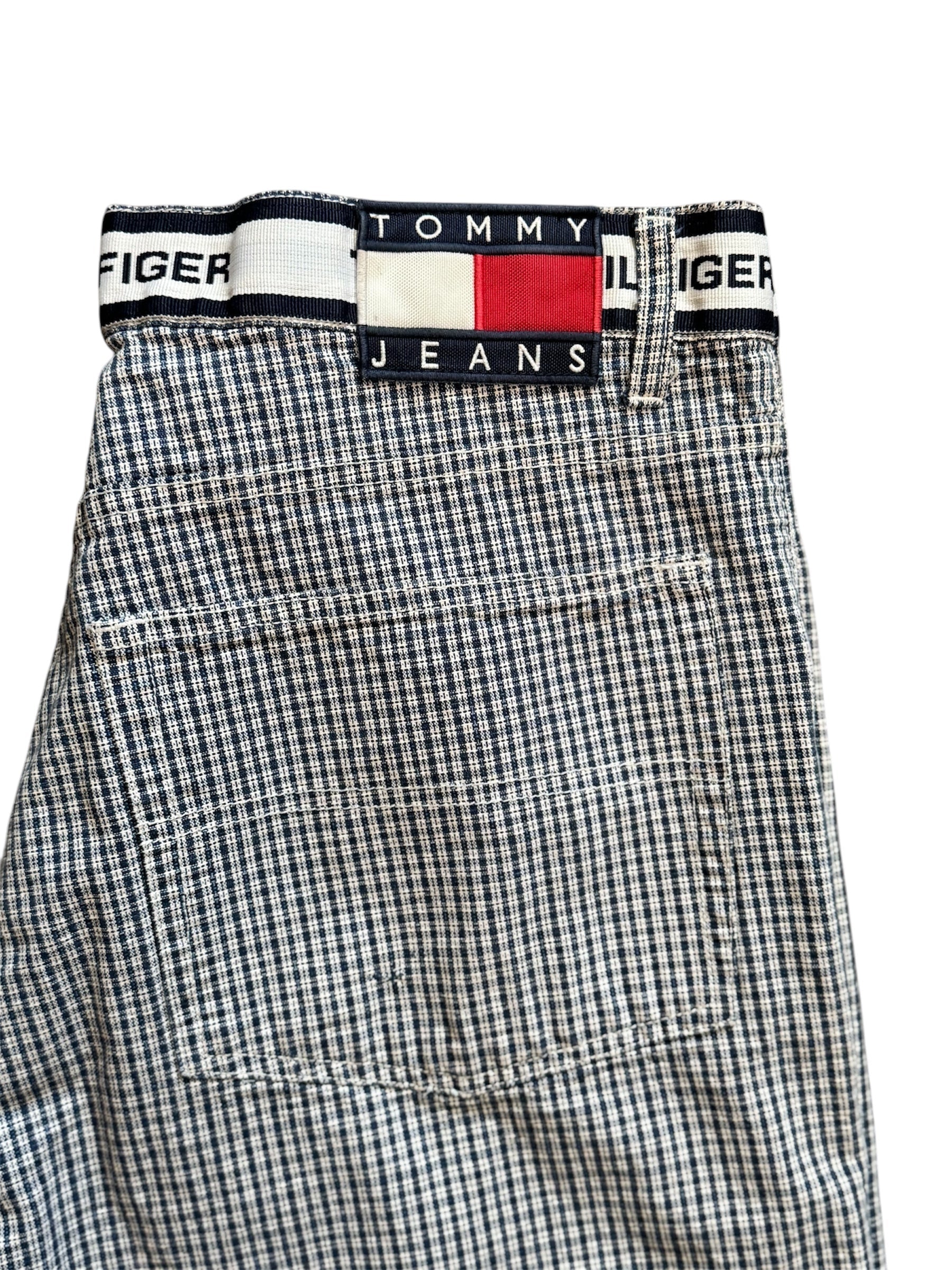 Vintage Tommy Hilfiger plaid shorts, 90s hip-hop classic from Everythang Dope.
